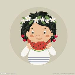 吃瓜女孩图片卡通,趣味横生的视觉盛宴